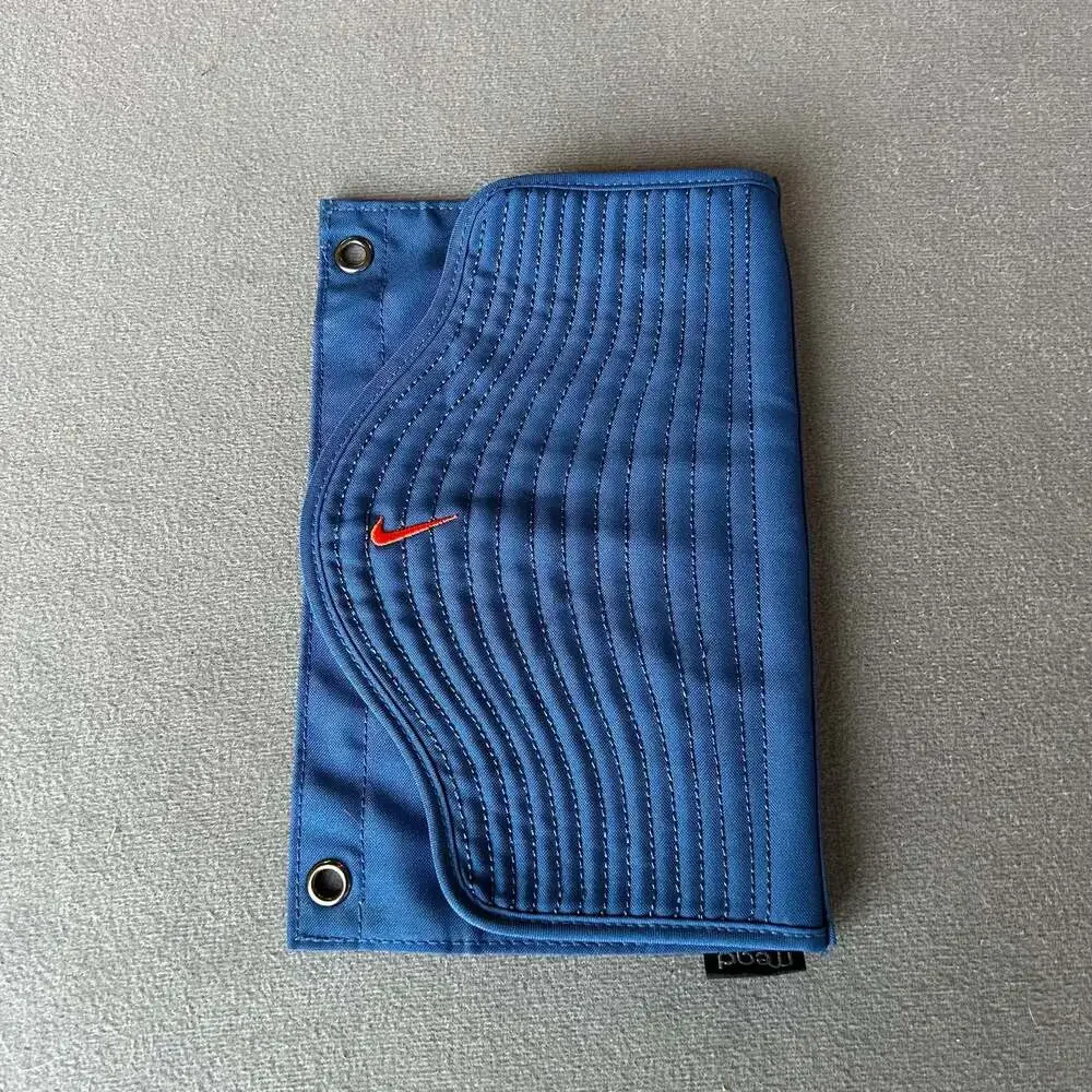 Nike 3-Ring Binder Pencil Case Pouch Blue Quilted